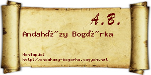 Andaházy Bogárka névjegykártya